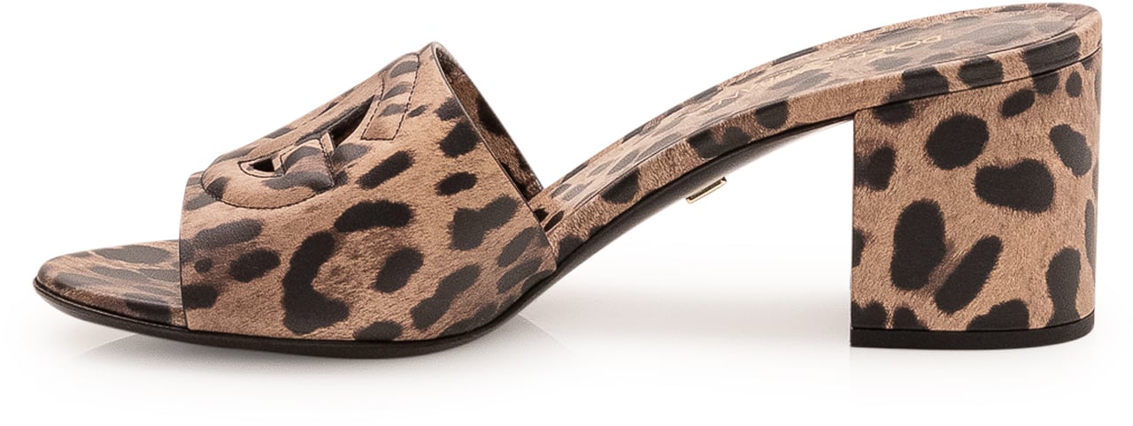 Dolce & Gabbana Ciabatta con Tacco e Stampa Animalier Beige