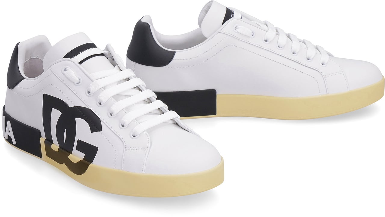 Dolce & Gabbana Portofino leather low-top sneakers Wit