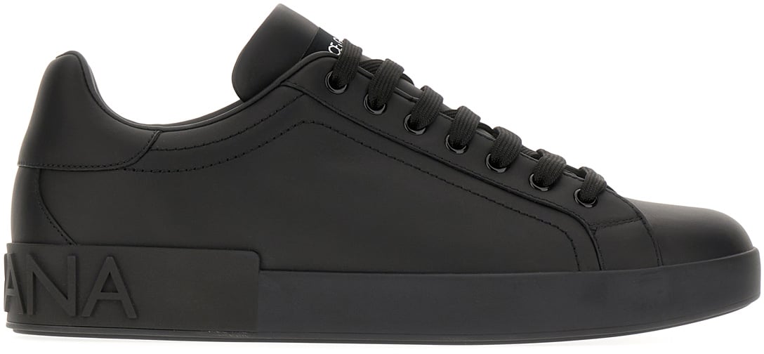 Dolce & Gabbana Dolce&gabbana Black leather Portofino sneakers Zwart