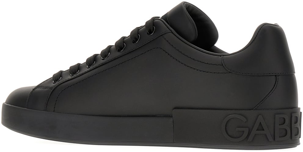 Dolce & Gabbana Dolce&gabbana Black leather Portofino sneakers Zwart