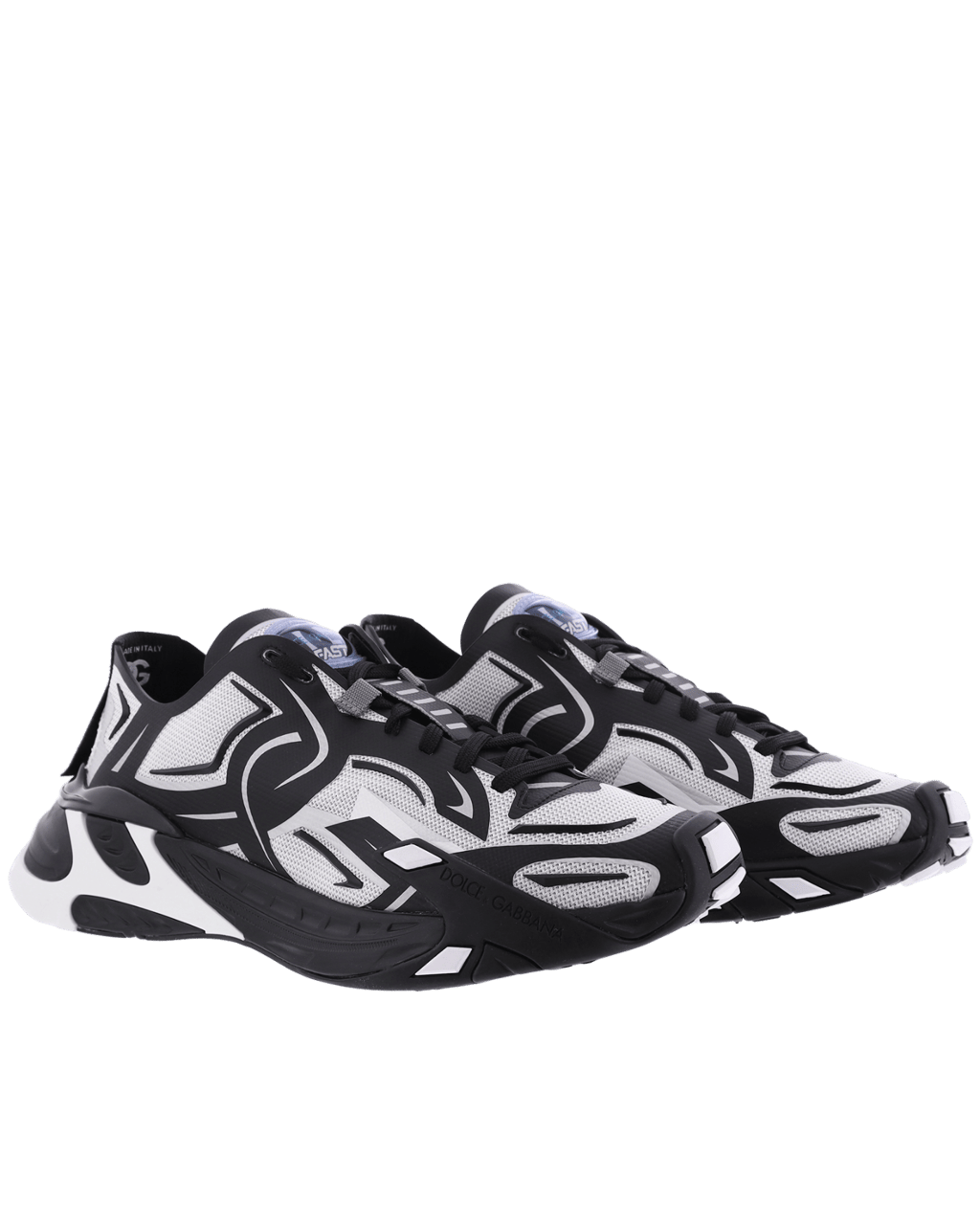 Dolce & Gabbana Heren Mesh Fast Sneakers Zwart/Wit Wit