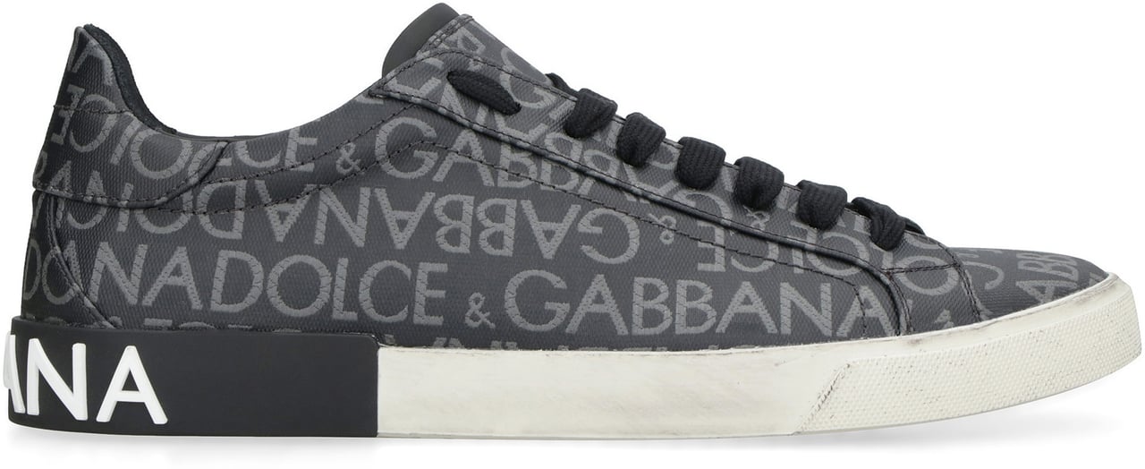 Dolce & Gabbana Portofino leather and fabric low-top sneakers Zwart