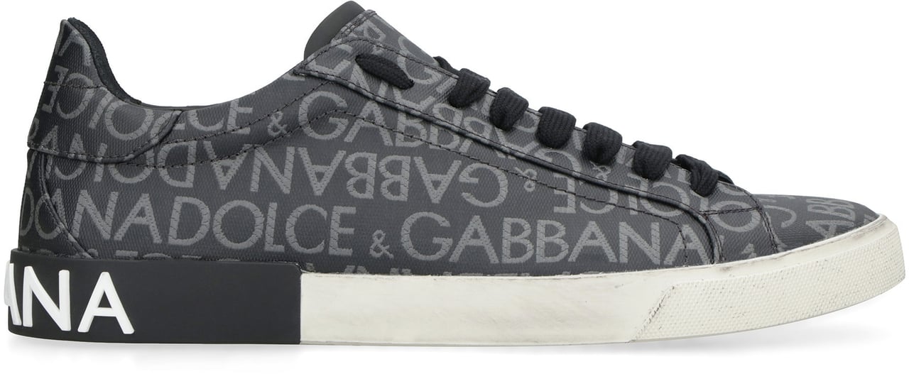 Dolce & Gabbana Portofino leather and fabric low-top sneakers Zwart