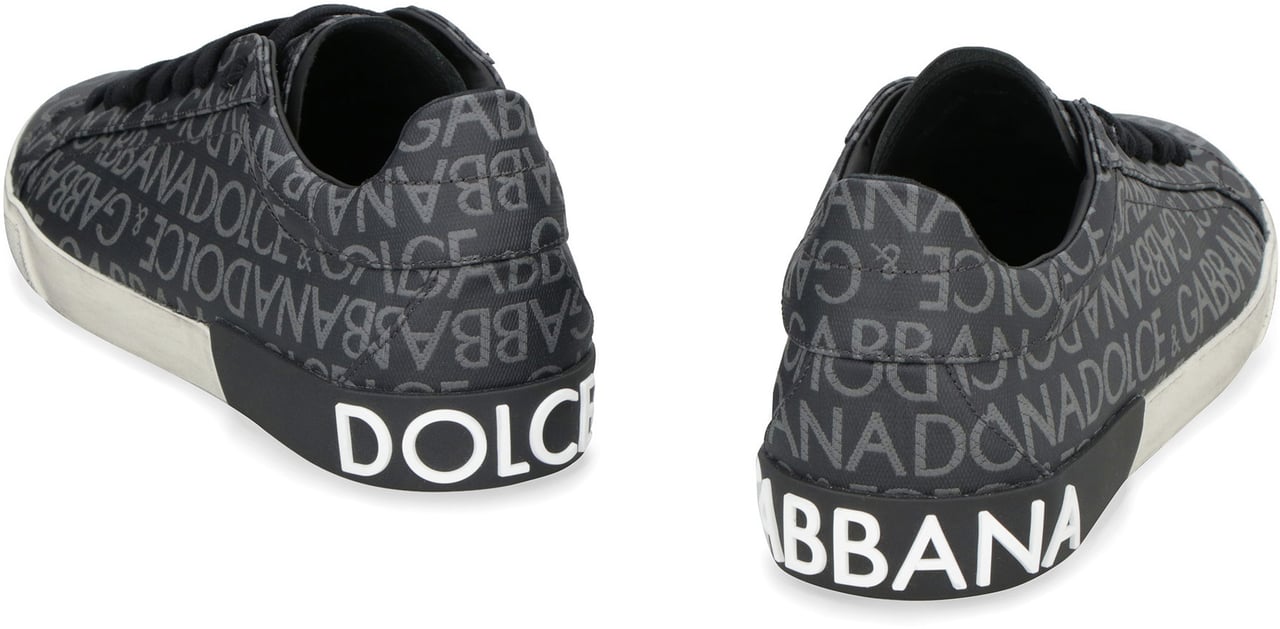Dolce & Gabbana Portofino leather and fabric low-top sneakers Zwart
