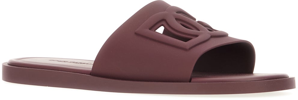 Dolce & Gabbana Burgundy rubber slippers Zwart