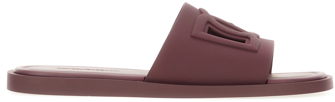 Dolce & Gabbana Burgundy rubber slippers Zwart