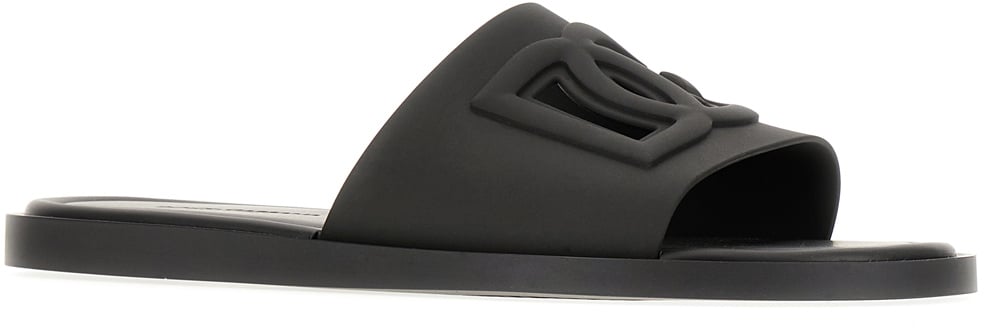 Dolce & Gabbana Dolce&gabbana Black rubber slippers Zwart