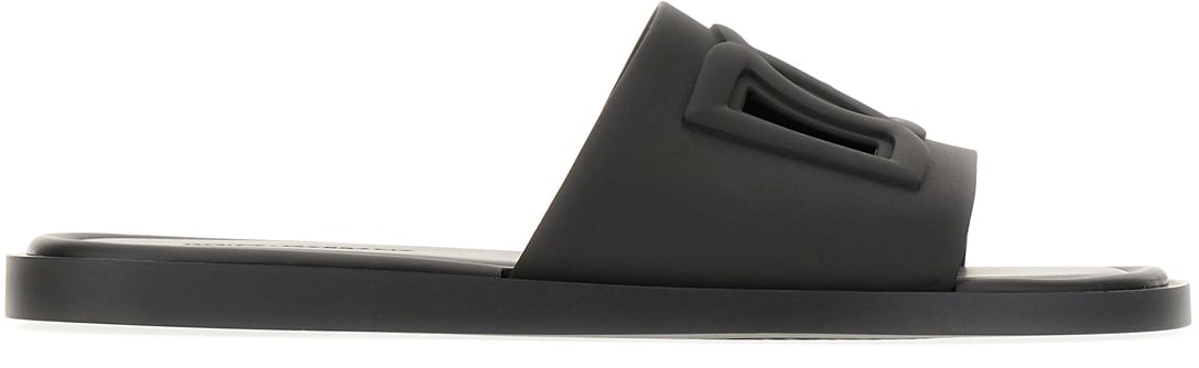 Dolce & Gabbana Dolce&gabbana Black rubber slippers Zwart