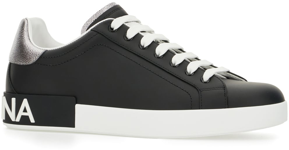 Dolce & Gabbana Dolce&gabbana Black nappa leather Portofino sneakers Zwart