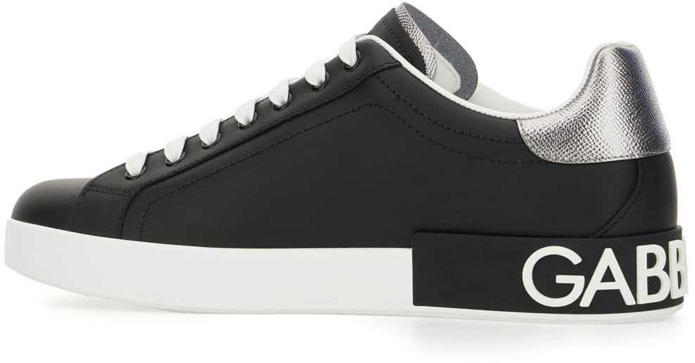 Dolce & Gabbana Dolce&gabbana Black nappa leather Portofino sneakers Zwart