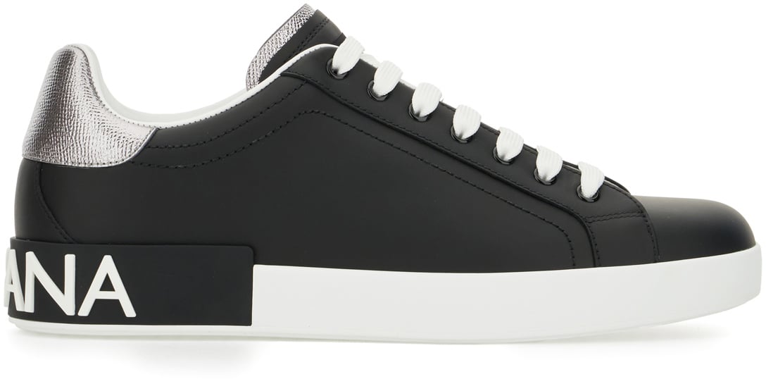 Dolce & Gabbana Dolce&gabbana Black nappa leather Portofino sneakers Zwart