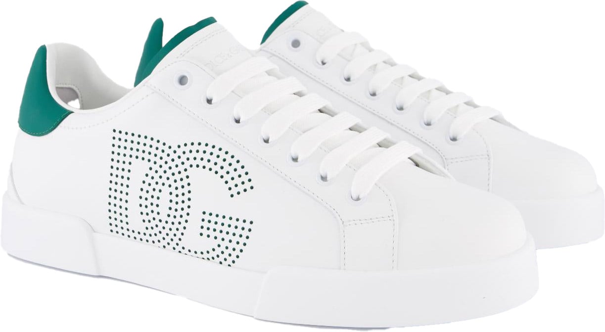 Dolce & Gabbana Heren Portofino Sneaker Wit/Groen Wit