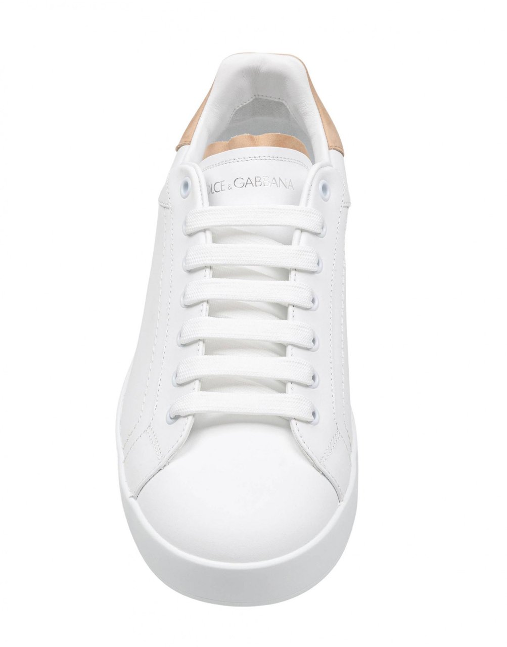 Dolce & Gabbana Dolce & gabbana portofino leather sneakers in white and tan Wit