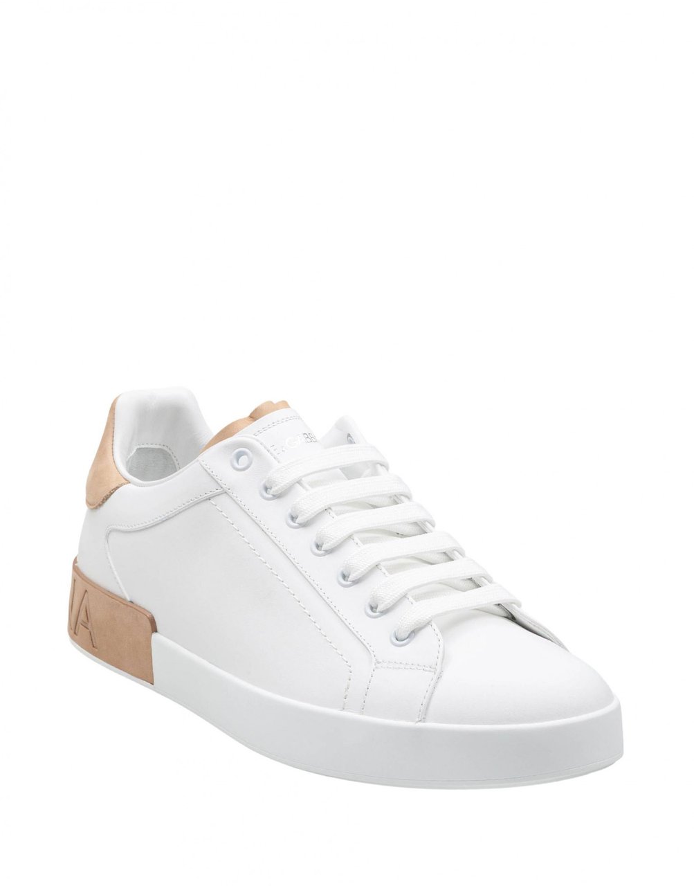 Dolce & Gabbana Dolce & gabbana portofino leather sneakers in white and tan Wit