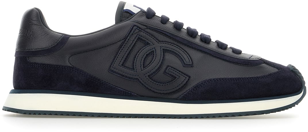 Dolce & Gabbana Dolce&gabbana Blu navy leather and suede Cushion sneakers Blauw