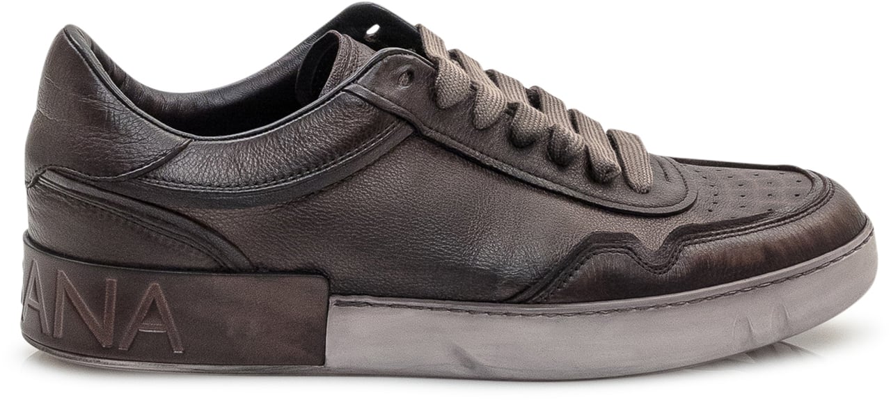 Dolce & Gabbana Dolce & Gabbana Sneakers Vit Beck in Pelle Marrone Bruin