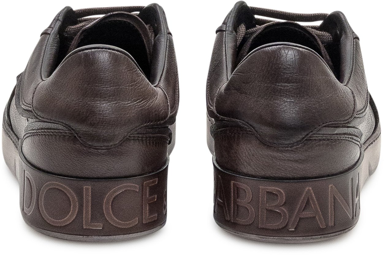 Dolce & Gabbana Dolce & Gabbana Sneakers Vit Beck in Pelle Marrone Bruin