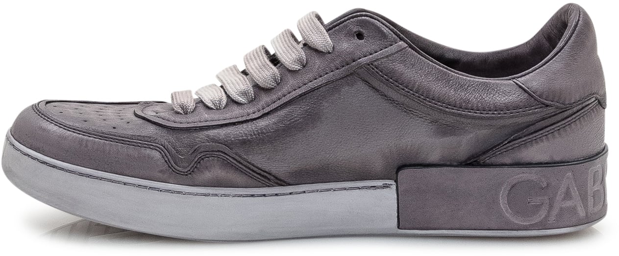 Dolce & Gabbana Dolce & Gabbana Sneakers Vit Beck in Pelle Grigia Donkergrijs