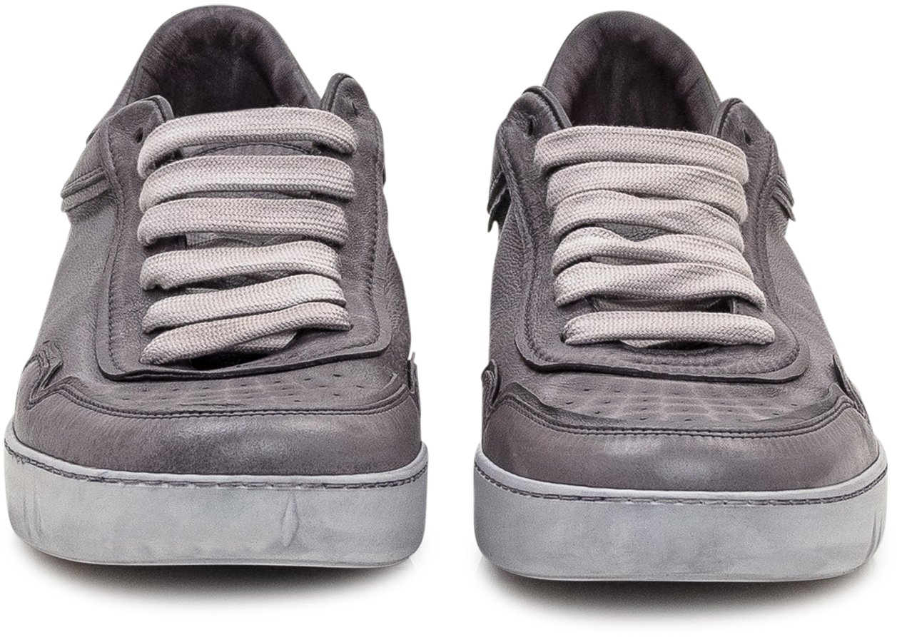 Dolce & Gabbana Dolce & Gabbana Sneakers Vit Beck in Pelle Grigia Donkergrijs