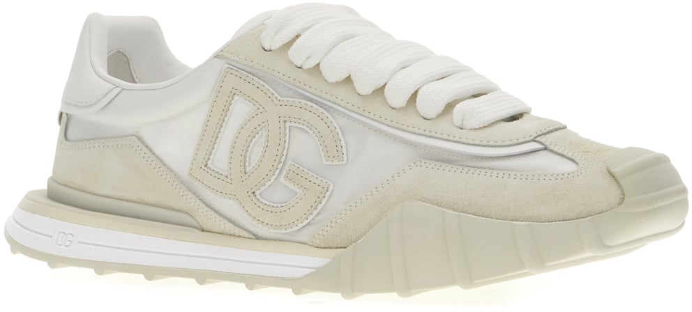 Dolce & Gabbana Dolce&gabbana White suede and nylon DG Athletic sneakers Wit