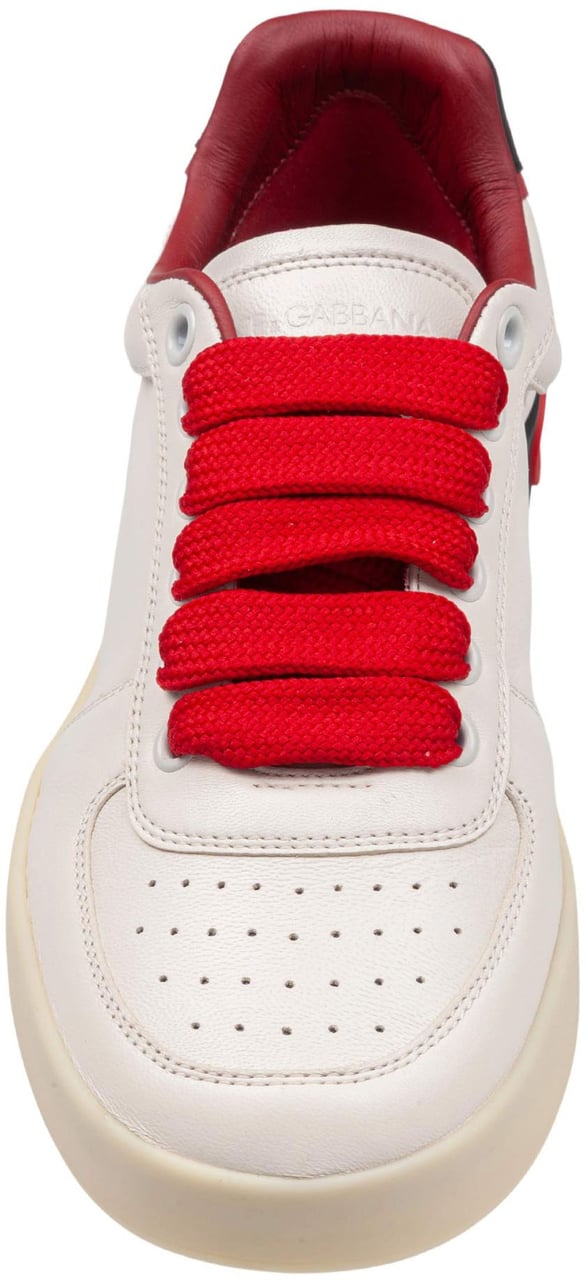 Dolce & Gabbana Dolce & gabbana portofino nappa leather sneakers in cream and red Wit