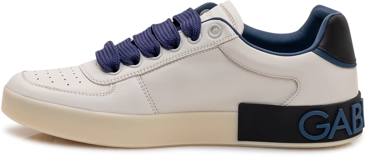 Dolce & Gabbana Sneaker Bassa Nappa con Logo Laterale Wit