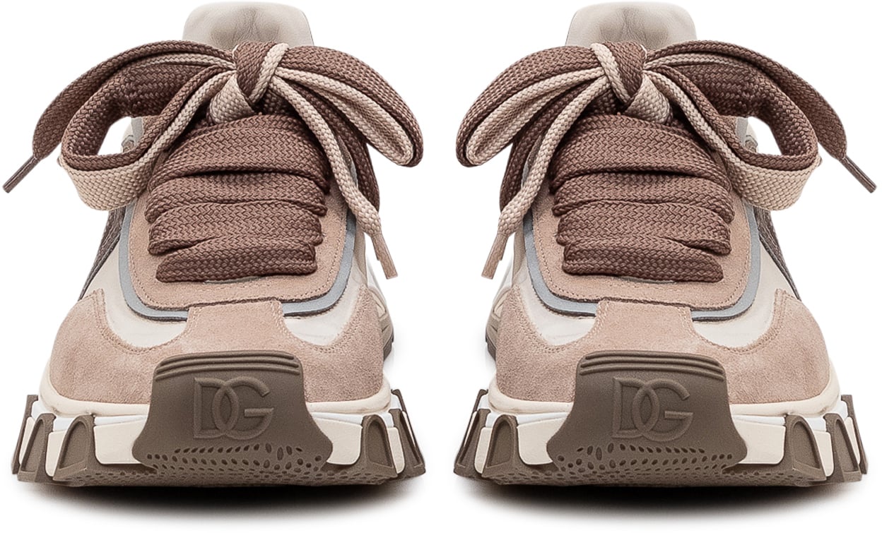 Dolce & Gabbana Sneaker Bassa con Inserti e Maxi Logo Laterale Taupe