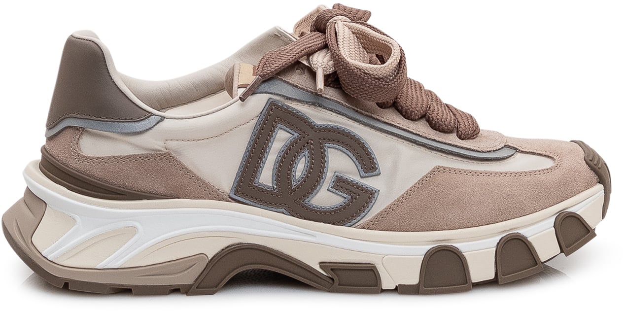 Dolce & Gabbana Sneaker Bassa con Inserti e Maxi Logo Laterale Taupe