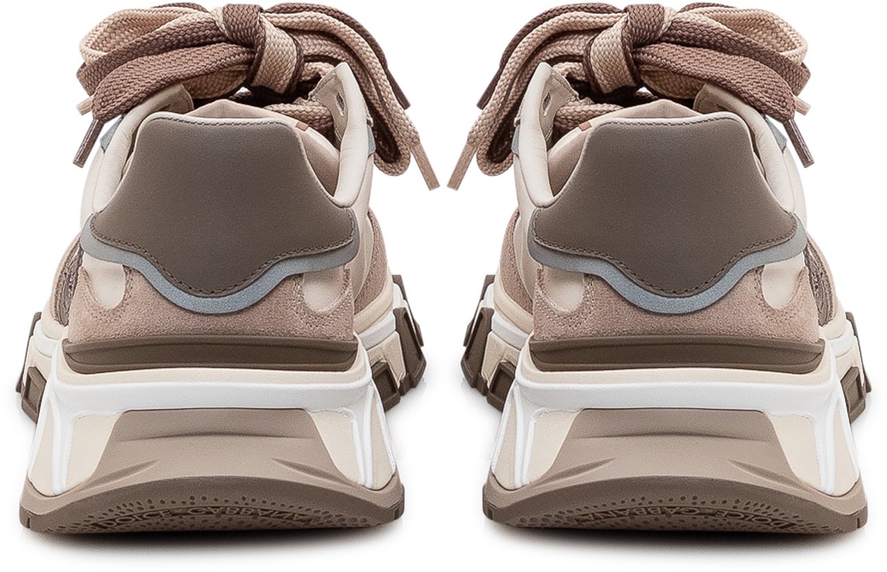 Dolce & Gabbana Sneaker Bassa con Inserti e Maxi Logo Laterale Taupe