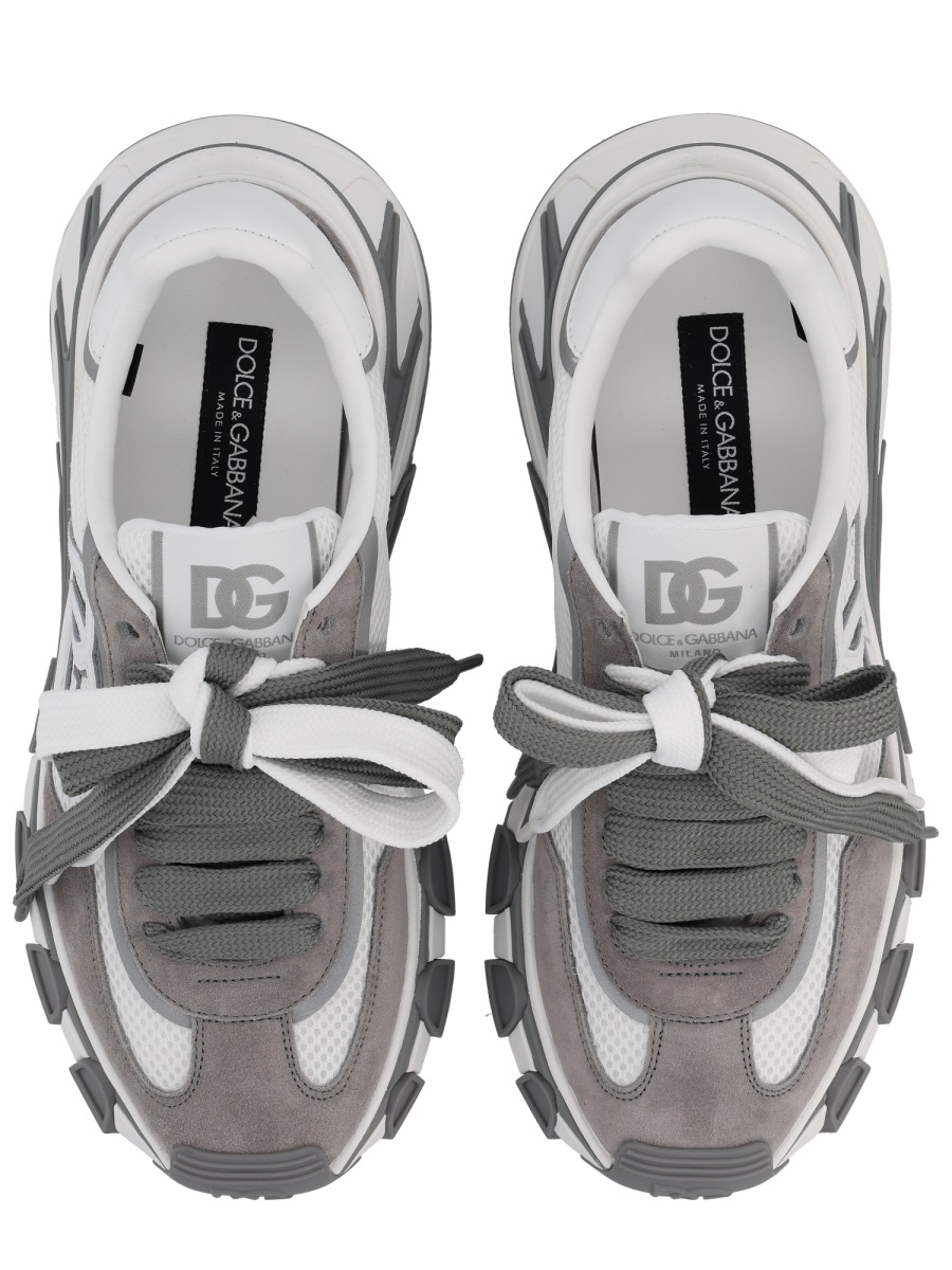 Dolce & Gabbana 'Airmaster' White And Grey Fabric And Leather Sneakers Wit