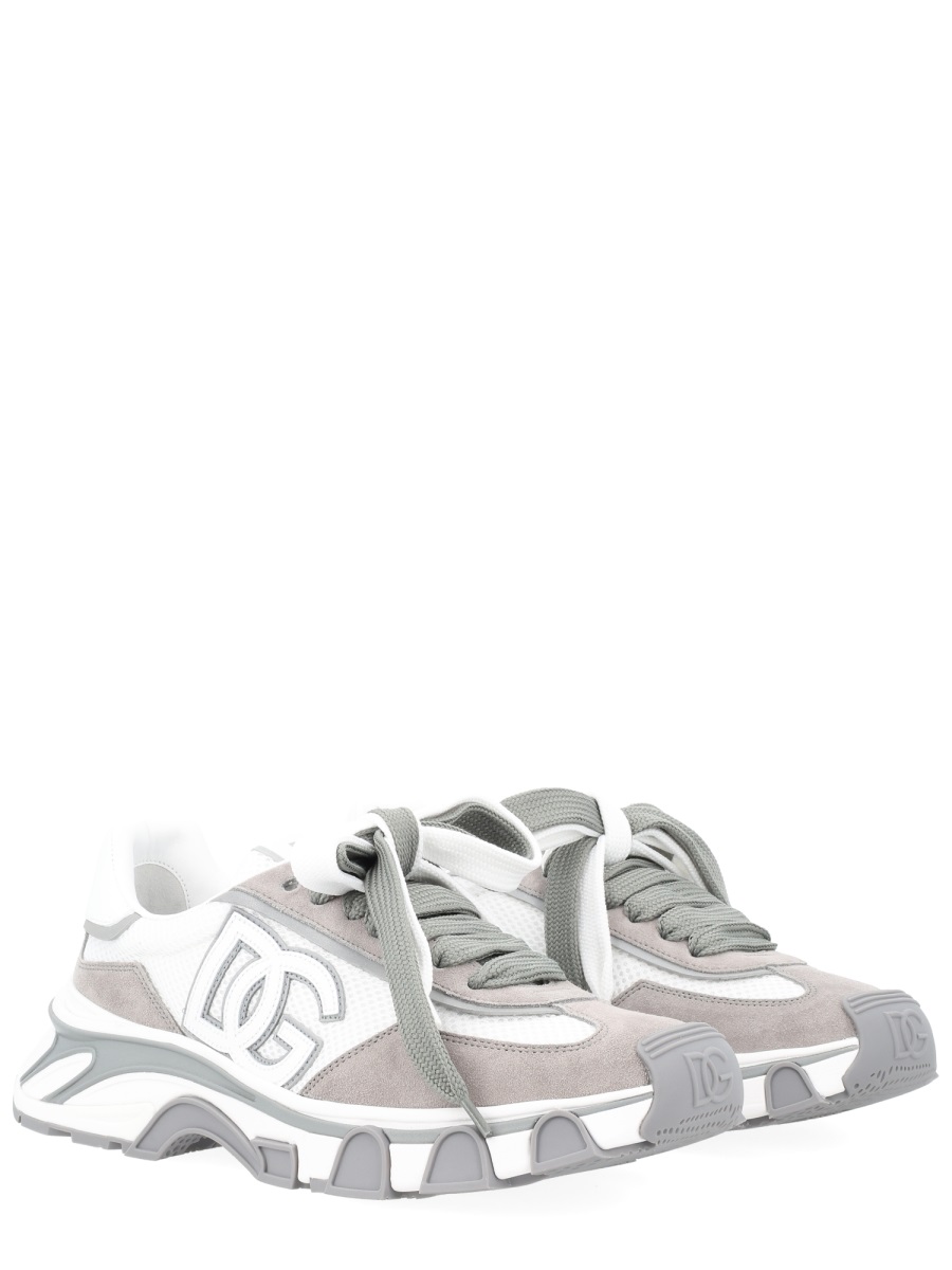 Dolce & Gabbana 'Airmaster' White And Grey Fabric And Leather Sneakers Wit