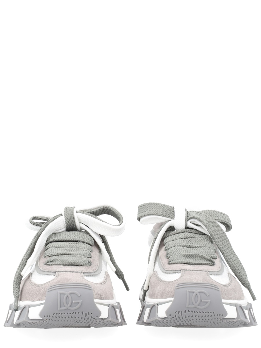Dolce & Gabbana 'Airmaster' White And Grey Fabric And Leather Sneakers Wit