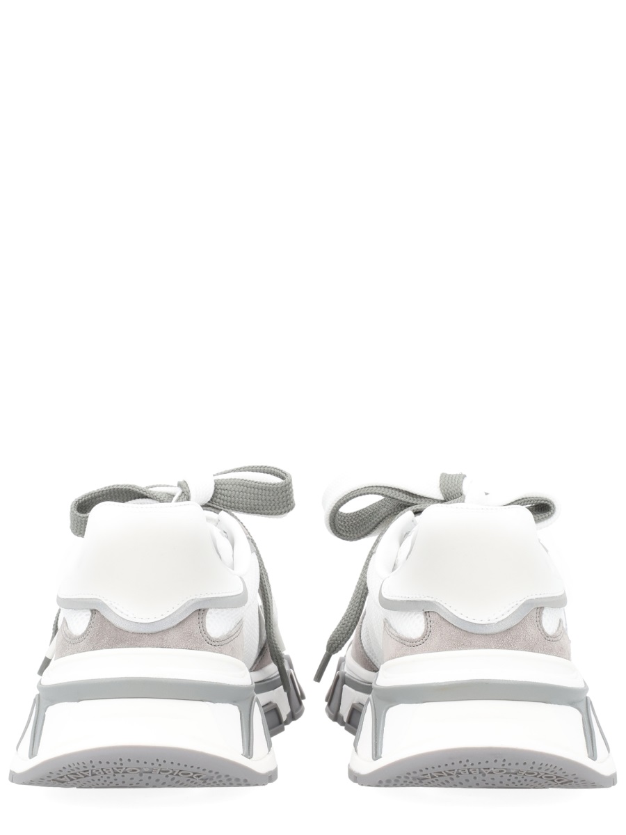 Dolce & Gabbana 'Airmaster' White And Grey Fabric And Leather Sneakers Wit