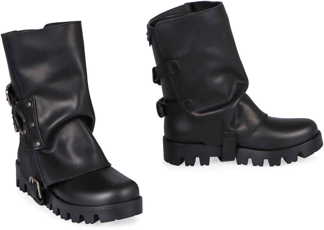 Dolce & Gabbana Rubber and leather boots Zwart