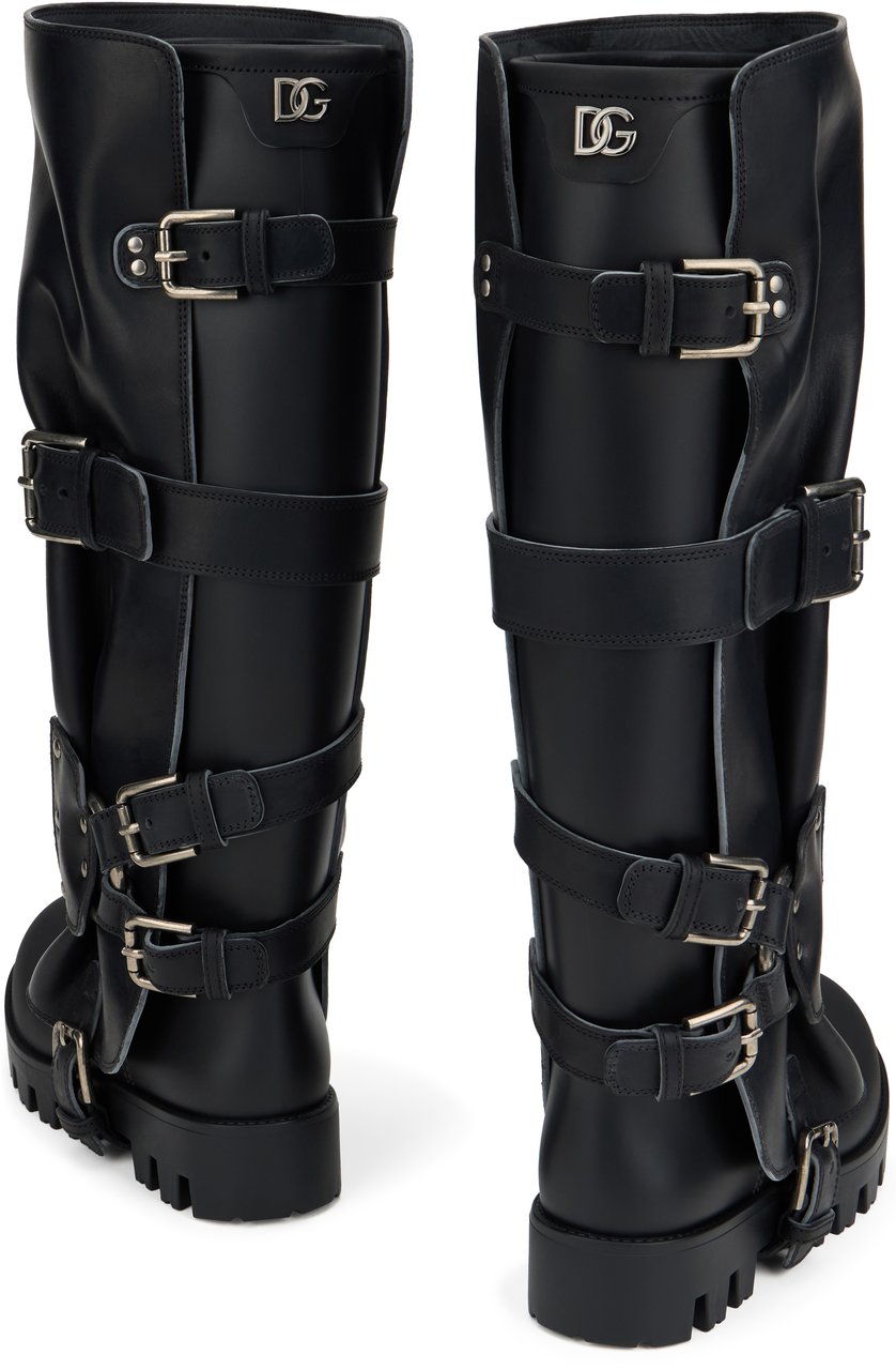 Dolce & Gabbana Leather biker boots Zwart