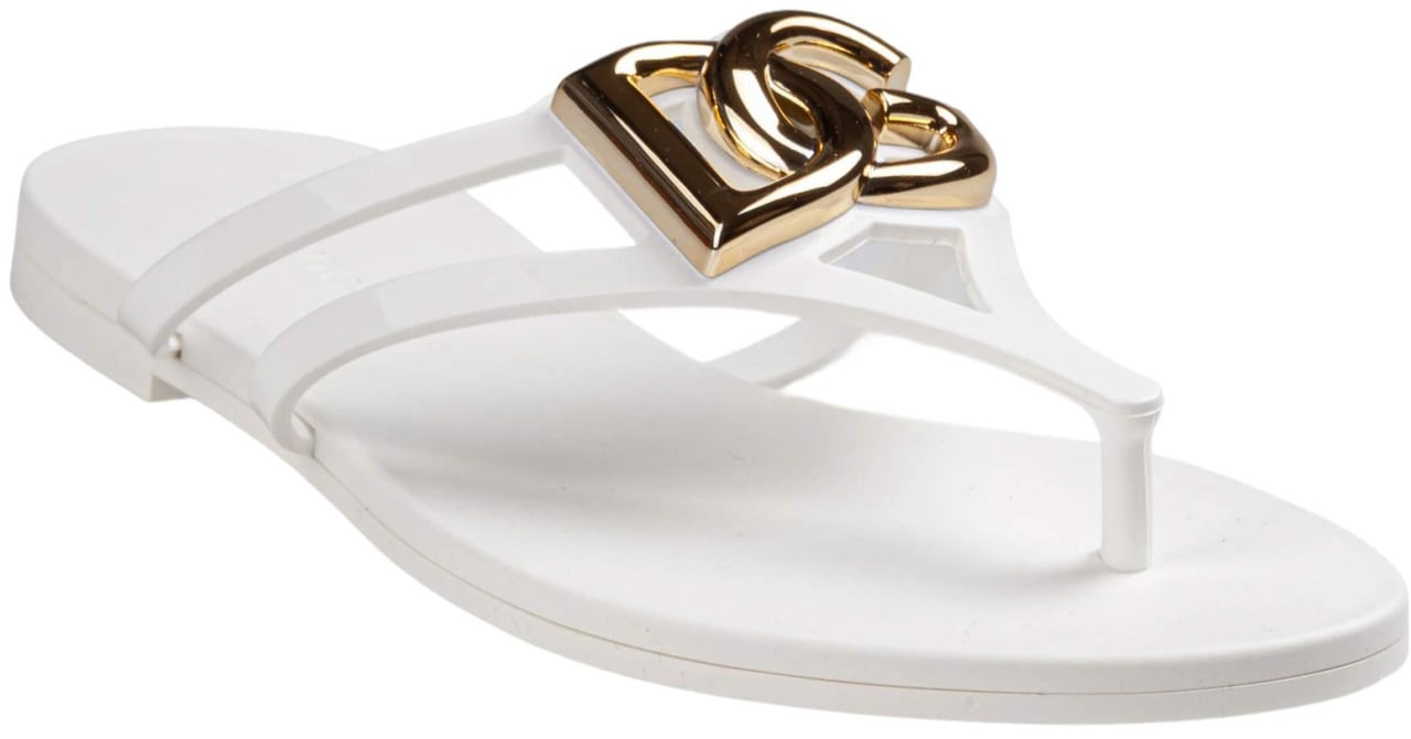 Dolce & Gabbana Dolce & gabbana rubber beachwear slides, white Wit