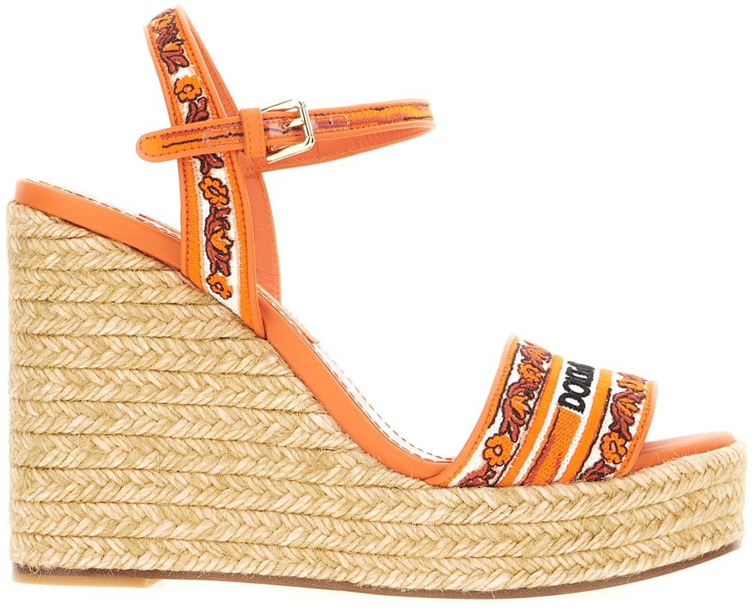 Dolce & Gabbana Dolce&gabbana Embroidered leather and cotton wedge Divers
