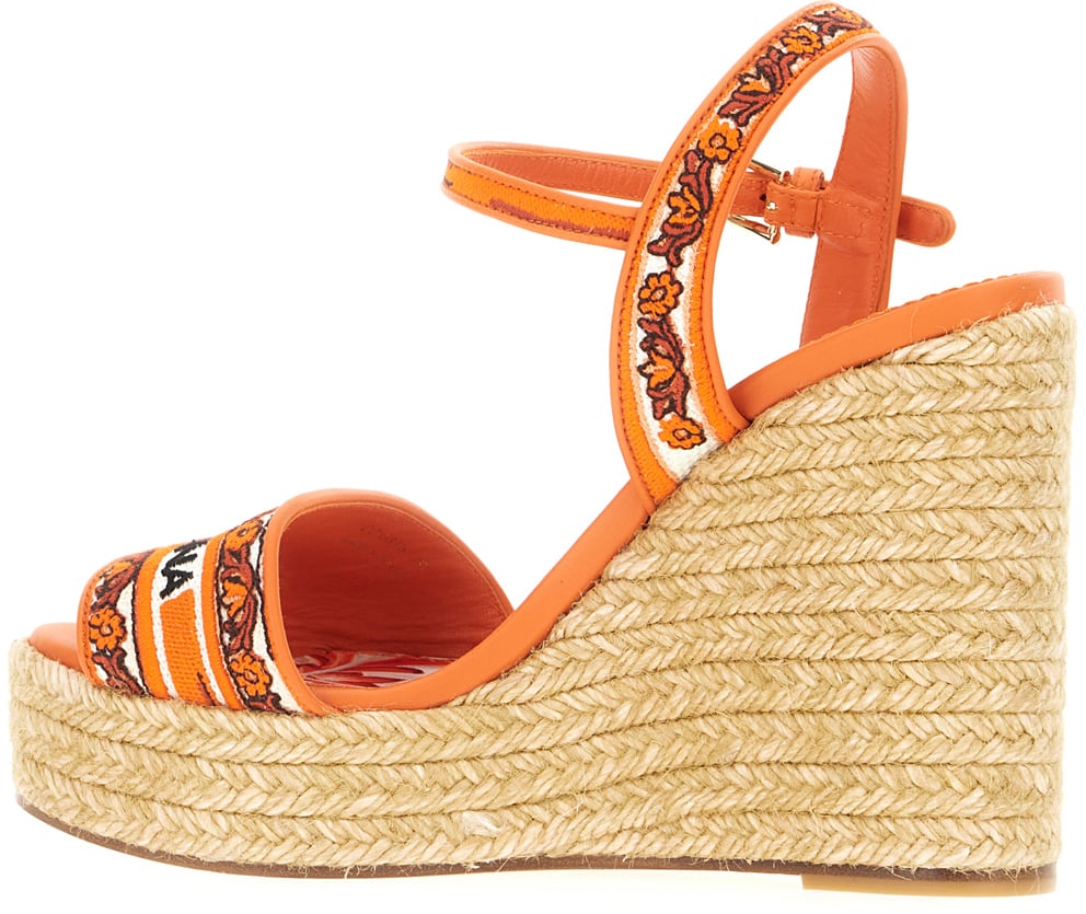 Dolce & Gabbana Dolce&gabbana Embroidered leather and cotton wedge Divers