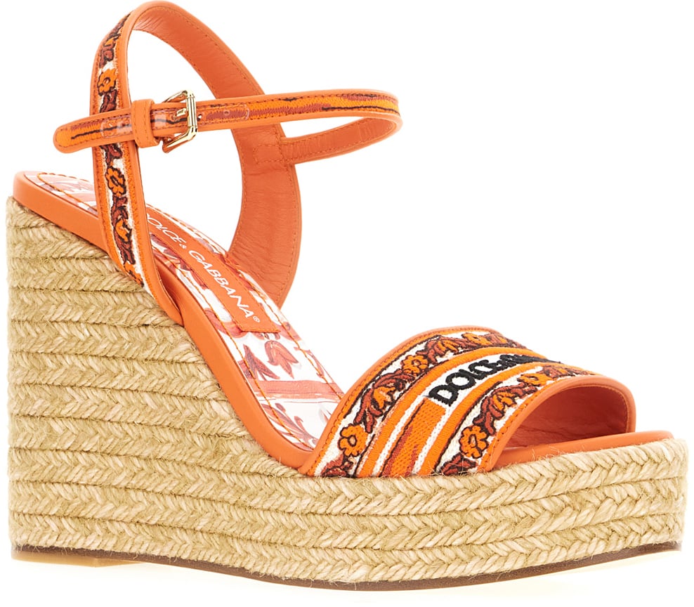 Dolce & Gabbana Dolce&gabbana Embroidered leather and cotton wedge Divers