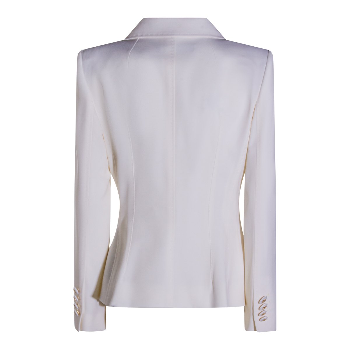 Dolce & Gabbana Double-Breasted White Wool Blazer with Structured Lapel Wit