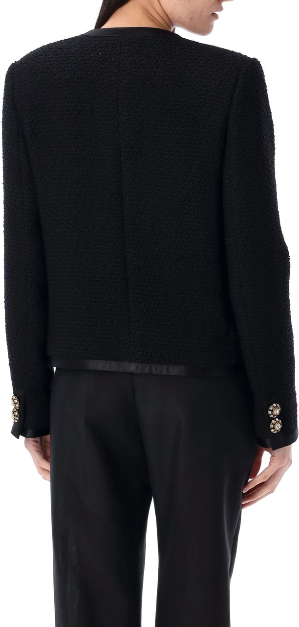 Dolce & Gabbana Cropped Tweed Jacket Nero Zwart