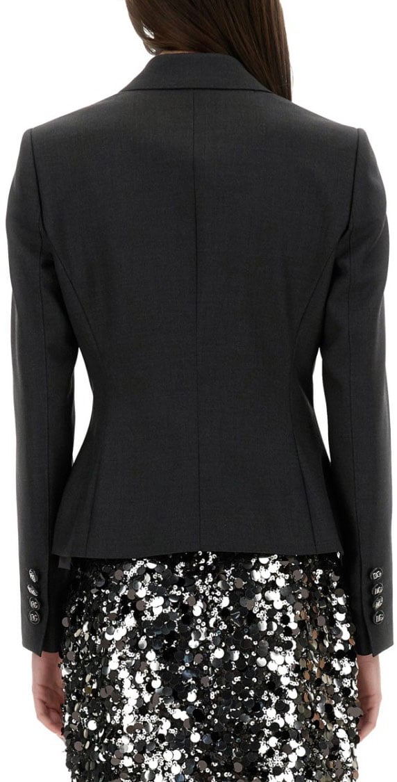 Dolce & Gabbana Double-Breasted Jacket With Dg Logo Buttons Grijs