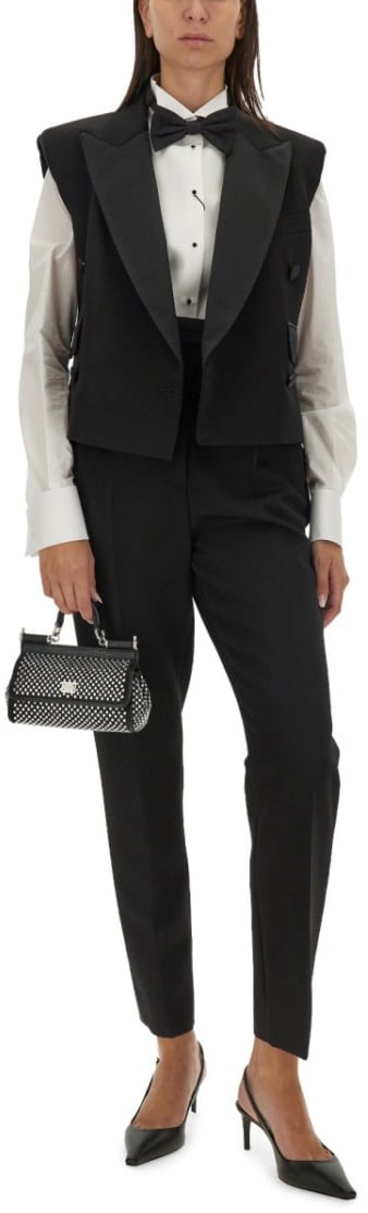 Dolce & Gabbana Double-Breasted Sleeveless Jacket Zwart