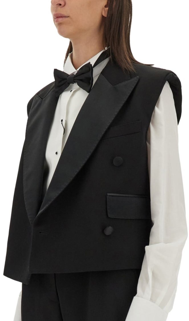 Dolce & Gabbana Double-Breasted Sleeveless Jacket Zwart
