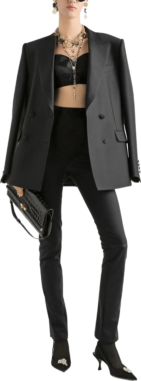Dolce & Gabbana Double-Breasted Tailored Black Wool Blazer Zwart