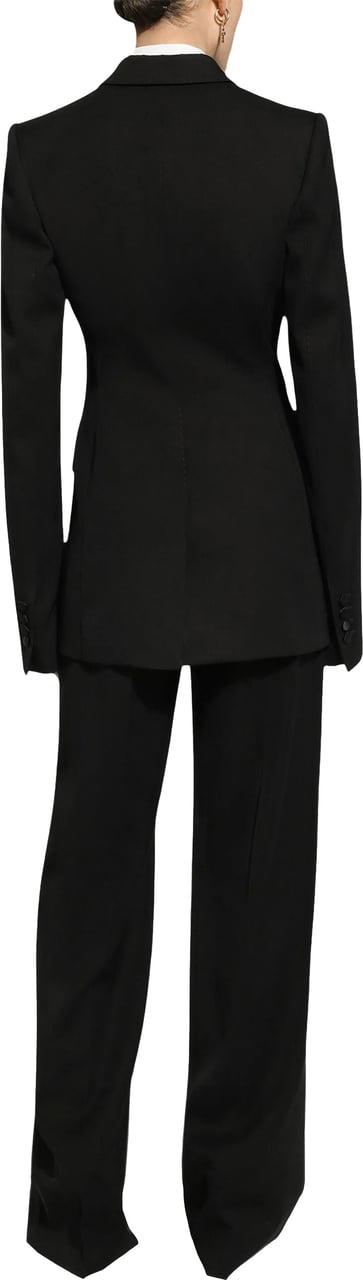 Dolce & Gabbana Double-Breasted Black Silk Virgin Wool Blazer Zwart