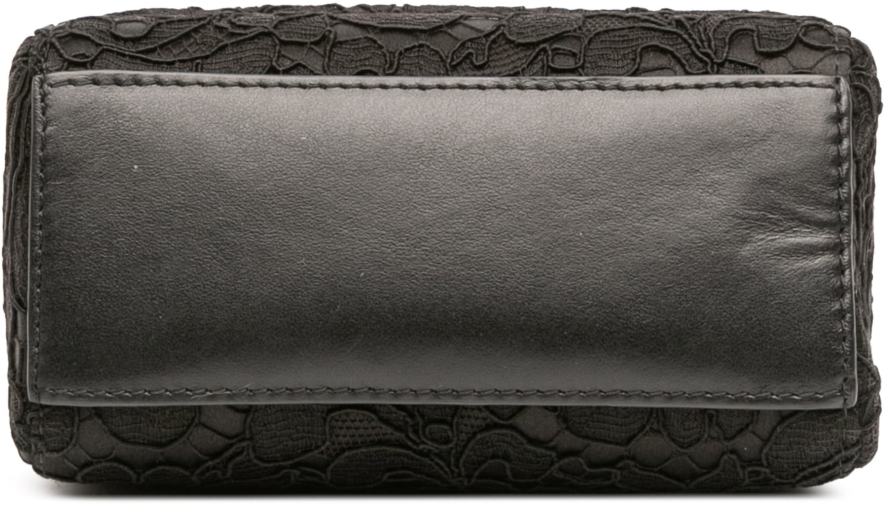 Dolce & Gabbana Silk and Lace Crystal Embellished DG Flap Satchel Zwart