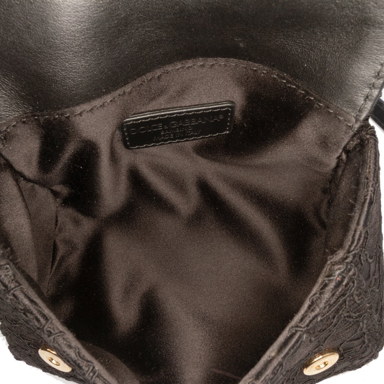 Dolce & Gabbana Silk and Lace Crystal Embellished DG Flap Satchel Zwart