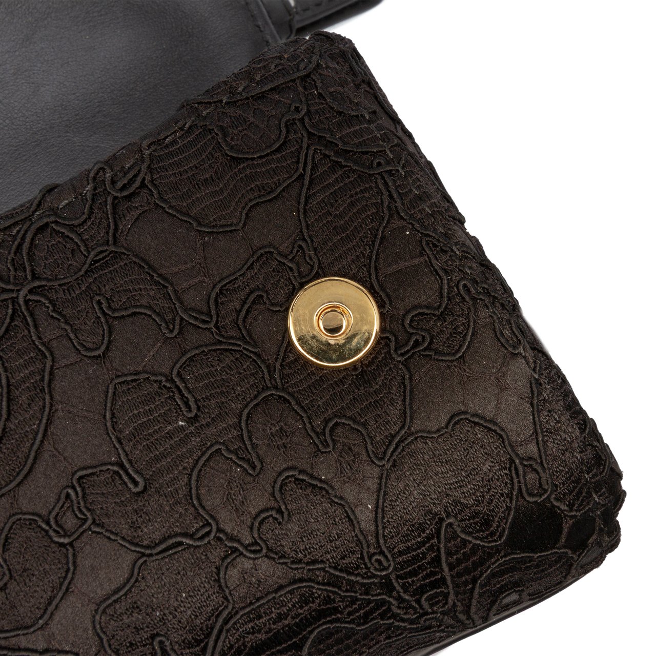 Dolce & Gabbana Silk and Lace Crystal Embellished DG Flap Satchel Zwart