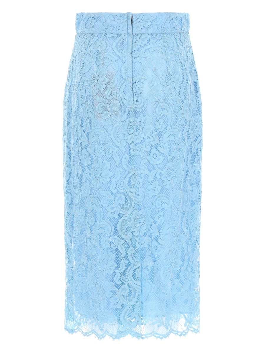 Dolce & Gabbana Pencil Fitted Lace Scalloped Skirt Blauw